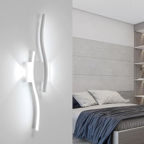 Comely Aplique de Pared Interior, 20W 2250LM Lámpara de Pared LED Moderna, Luz de Interior Largo 60CM para Dormitorio Sala de Estar Cocina Pasillo, Blanco Frio 6500K