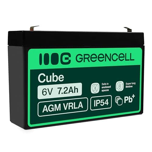Batería de Plomo de Gel AGM 6 V 7,2 Ah Green Cell batería para SAI batería de Plomo Sealed Lead-Acid Batería VRLA Resistente a ciclos, Sistema de Alarma, Juguete de Caja de Pescado