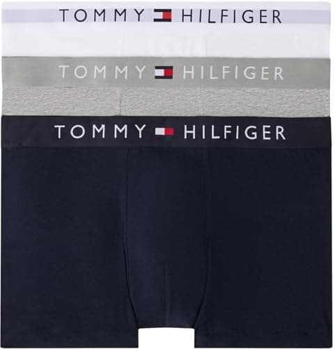 Tommy Hilfiger Pack de 3 Calzoncillos Bóxer Trunks para Hombre Ropa Interior, Multicolor (Grey Htr/White/Desert Sky), S