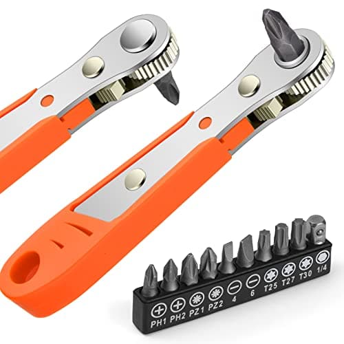 OSDUE Mini Destornillador de trinquete de doble cara de 4,5 (110 mm), destornillador Phillips para reparación de automóviles y electrodomésticos, juego de destornilladores