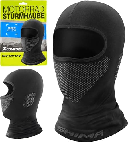Shima X-Comfort Pasamontañas Moto Hombre Mujer Balaclava Verano Elástica Transpirable Mascara Motocicleta Invierno Multiusos Bicicleta Ciclismo Esquí (Unisex, Negro, XL-3XL)