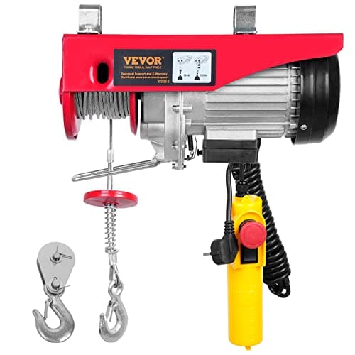 VEVOR Polipasto Eléctrico de Cable Capacidad de 600kg Polipasto 1150 W con Mando a Distancia Inalámbrico 10 m/min Altura de Elevación 12m Cable Único Motor para Garajes Almacenes Plantas