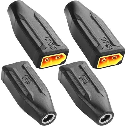 Xiatiaosann 4 piezas Adaptador XT60 a DC5521, conector macho XT60 a conector hembra DC 5,5 x 2,1 mm, para soldador TS100, monitor FPV, batería LiPo de potencia