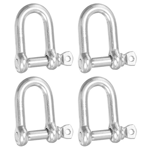 PATIKIL Tornillo Pasador Grillete M8 5/16" 882lbs, 4 Paquete 316 Inoxidable Acero D Anillo Grillete para Cadenas Alambre Cuerda Exterior, Plata