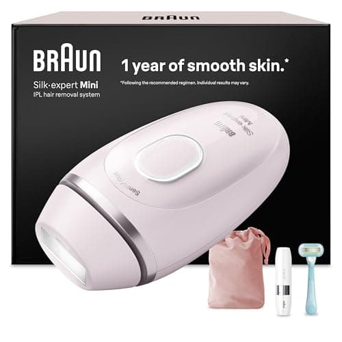 Braun Depiladora Luz Pulsada Silk·expert Mini, IPL, Depiladora Laser Para Mujer y Hombre, Con Funda, Mini Depiladora Facial Y Maquinilla Venus, Depilación Láser En Casa Para Cara Y Cuerpo, PL1112
