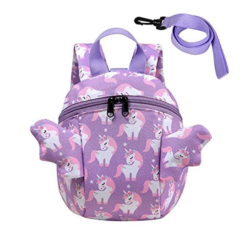 VASCHY Mochila Bebe Guarderia, Mochila para la Guarderia para Niñas de 2-3 Años Mochila Unicornio con Correa de Pecho Bolsa Preescolar Anti Perdió con Correa de Arnés de Seguridad, 6L, Púrpura