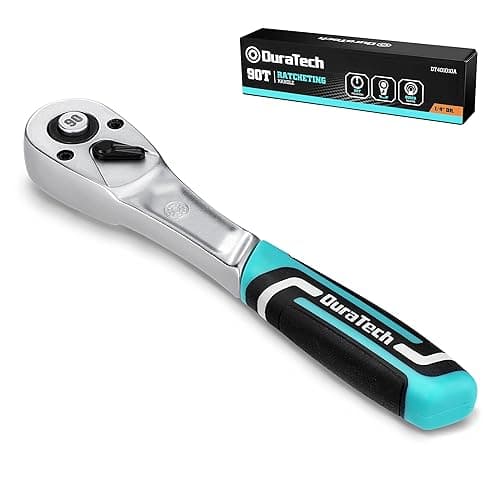DURATECH Llave de Carraca de 1/4 Pulgada, Mango de Llave de Trinquete, Carraca Pequeña de 147mm, Liberación Rápida, 90 Dientes, Acero Cr-V