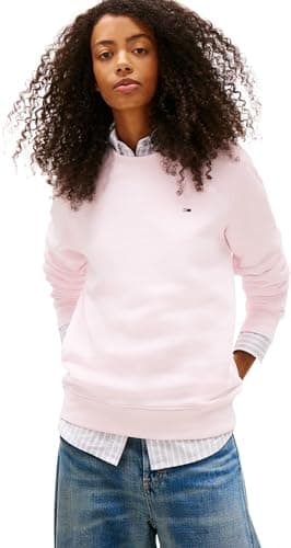 Tommy Jeans TJW REG S Flag Crew DW0DW19959 Sudadera sin Botones para Mujer, Rosa (Rosa Claro), XXS, Rosa (Light Pink), XXS