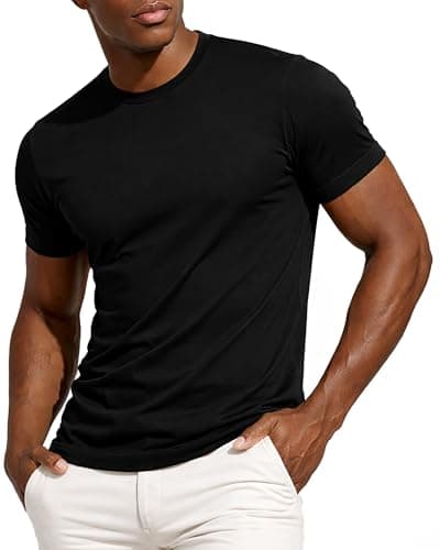 Leif Nelson Camiseta para Hombre con Cuello Redondo LN-6353 Amarillo Lavada Small