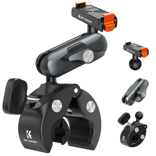 K&F CONCEPT Soporte súper Pinza con liberación magnética rápida, Doble rótula 360°, para Manillar de Bici/Moto, Compatible con Osmo Action 5 Pro/4/3