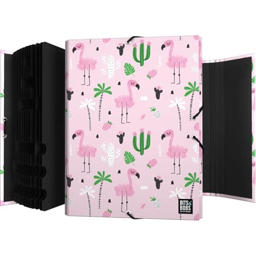 Grafoplas - Carpeta Clasificadora Escolar, 12 Posiciones, Diseño Tropical, Bits & Bobs Pop Up Design, 35x26x2cm, Cartón Plastificado Soft, Certificado FSC, Ideal para Archivar Documentos a4 y Folio