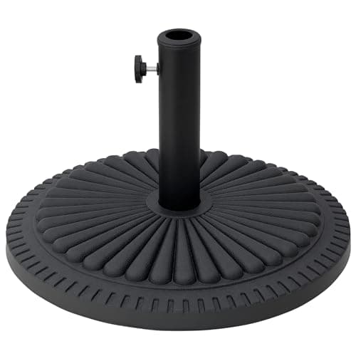 Outsunny Base para Sombrilla de Jardín Peso Neto 14 kg Soporte de Parasol Apto para Postes de 35mm/38mm/48mm Rellena de Cemento Metal para Terraza Exterior Ø49x32 cm Negro