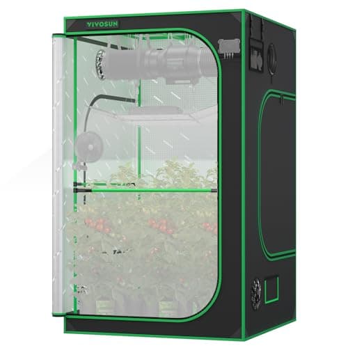 VIVOSUN P448 48"×48"×80" Tienda de Cultivo con Tela Oxford Mylar Altamente Reflectante Reforzada, Barras para Colgar Adicionales y kit CFM para Plantas Hidropónicas de Interior para AeroLight A200SE×2