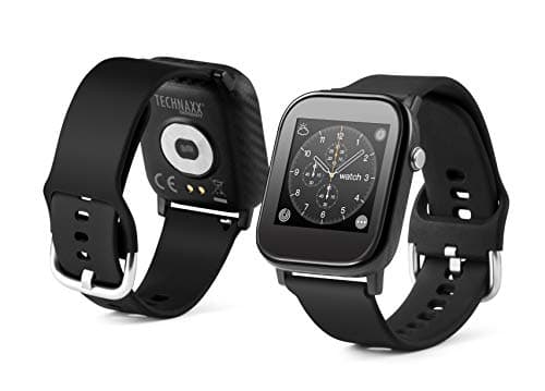 Reloj inteligente Technaxx con medición de temperatura TX-SW6HR: frecuencia cardíaca, pasos, distancia, calorías quemadas, duración del sueño, hora, fecha, pantalla a color de 1,4 pulgadas, SMS