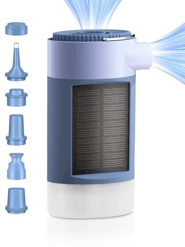K Kasonic Bomba Eléctrica de Aire con Linterna de Camping, Bombas de Camping para Desinflar, Bombas para Camas Inflables para Flotadores de Piscina, Bomba Solar Portátil para Viajes al Aire Libre