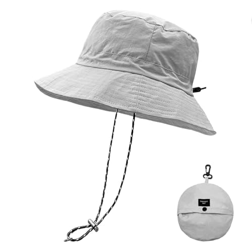 lifwimner Plegable Sombrero de Pescador Mujer Hombre Impermeable Sombrero de Sol Verano Playa Gorra Unisex con (Gris Claro)