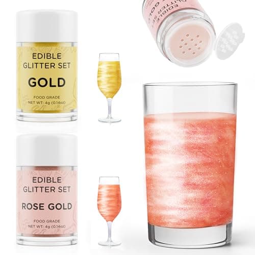 Purpurina Comestible Oro y Oro Rosa, Waysroma 2 Colores Purpurina Comestible Reposteria Sprinkles Reposteria para Tartas, Bebidas, Pasteles, Fresas, Fondant, Pascua Chocolate