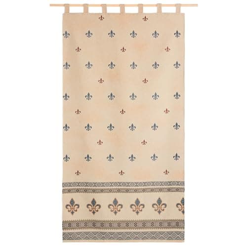 Cortina alpujarreña con trabillas FLOR DE LIS Nº52 de 140x260 cm, Tejido jacquard, de fácil mantenimiento y resistente. Confeccionada con trabillas. Diseño rústico. Cortina de puerta exterior