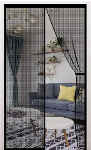 XCMVCN Mosquitera magnética para puerta de balcón, 65 x 195 cm, protección contra insectos, montaje sencillo sin necesidad de taladrar, para puerta de balcón o terraza, color negro