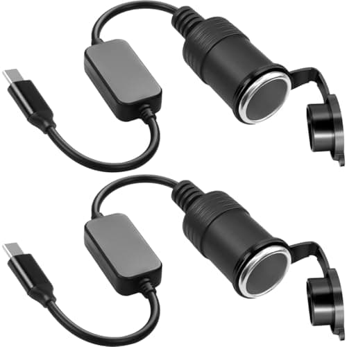 DAOKAI Adaptador de USB a encendedor de cigarrillos, cable convertidor de puerto de carga elevador de voltaje de 5 V USB C macho a 12 V hembra(2 unidades)