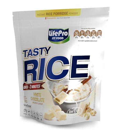 Life Pro Tasty Rice 1kg | Harina de Arroz Pre Gelatinizada para Mejor Asimilación y Digestión | Carbohidratos para más Energía | Textura Extrafina Sin Azúcares (CHOCOLATE BLANCO)