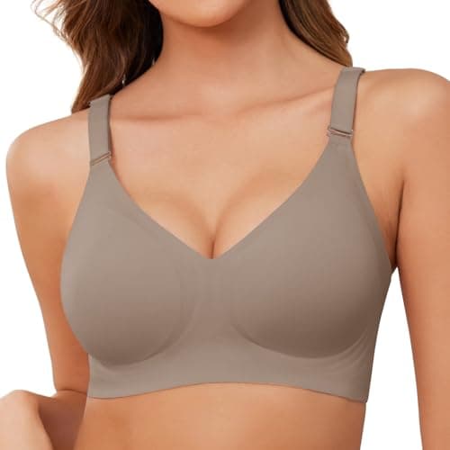 Lonya Sujetador Mujer Sin Aros Bralette Sujetador Elástico Sin Costuras Super Suave Comodos Sujetadores, Gris, S