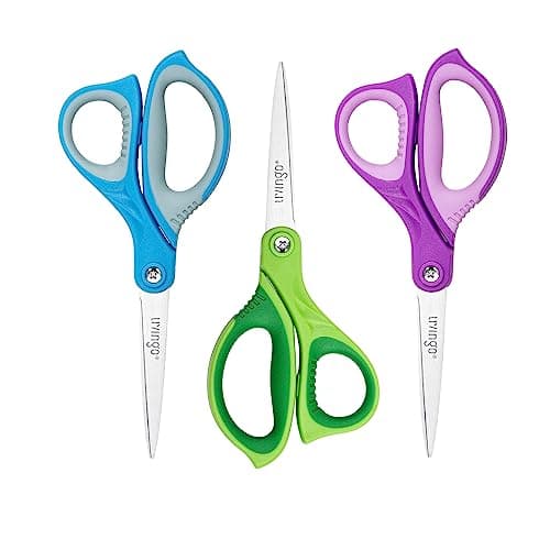 LIVINGO scissors school - cuchillas de punta afilada, tijeras universales para estudiantes, profesores, proyectos manuales, secundaria y secundaria, universidad, oficina, hogar, izquierda, derecha