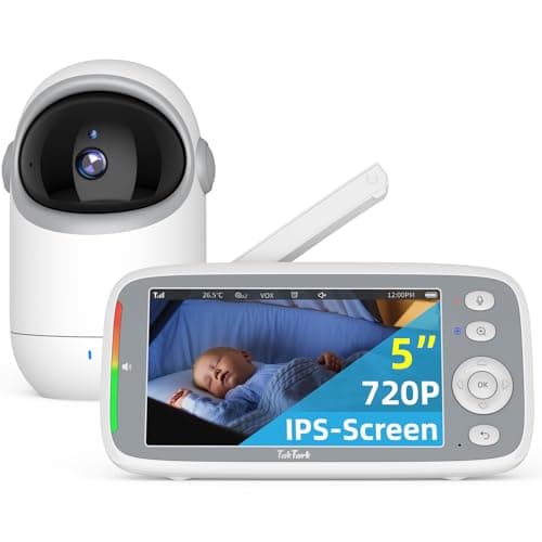 TakTark Camara Vigilancia Bebe, 5" IPS 720P Vigilabebes con Camara Rotación 300°, Vigila Bebes con Cámara Inalámbrico Monitor con Visión Nocturna, VOX, Comunicación Bidireccional, Sin WiFi Sin App