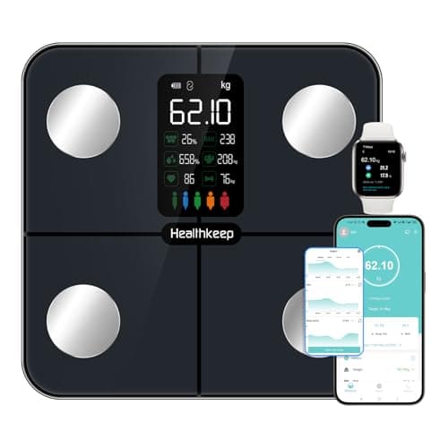 Báscula Grasa Corporal Báscula de Baño Digital, Balanza Bluetooth Inteligente con Análisis (pantalla grande)