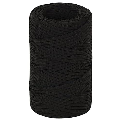 vidaXL Cuerda de trabajo poliéster negro 2 mm 50 m, cuerda trenzada, cordel trenzado, cuerda de poliéster, cordel, cuerda de trabajo