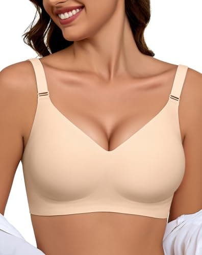 EIISSION Sujetador sin Aros Mujer, Sujetador Reductor Push Up con Relleno Cómodo Sujetadores Mujer sin Aro Sostenes de Mujer Talla Grande Sujetador Invisible Diario Bralette sin Costuras Nude S