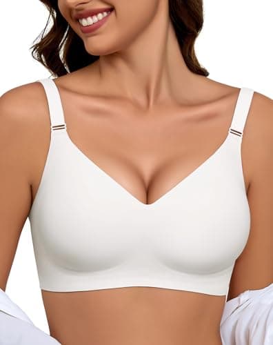 Sujetador sin Aros Mujer, Sujetador Reductor Push Up con Relleno Cómodo Sujetadores Mujer sin Aro Sostenes de Mujer Talla Grande Sujetador Invisible Diario Bralette sin Costuras Blanco 3XL