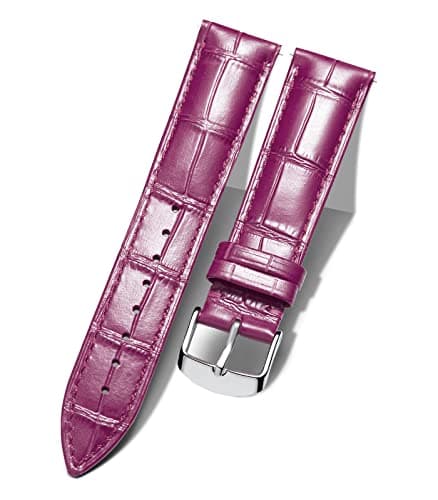 BINLUN Correa de Reloj de Cuero 10MM-24MM Diseño Cocodrilo Aligátor Liberación Rápida Correas de Repuesto para Smartwatch Hombre Mujer Hebilla Plateada（Morado,12 MM）