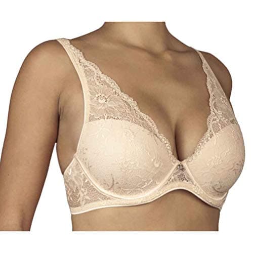 Selene, Bralette de Encaje con Copa Forrada Acolchada y Aro, Sujetador de Mujer Colección Irina, Color Rosa, Talla 100B