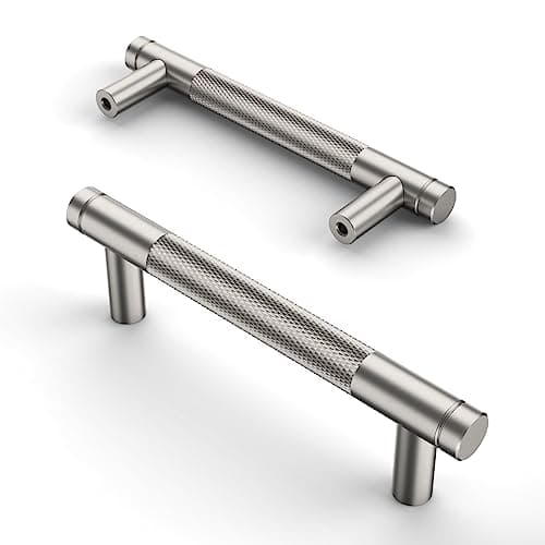 Amerdeco 10 Piezas Tiradores Níquel Cepillado para Cocina 96mm, Tiradores para Armarios y Cajones, Tirador de Puerta UK0026