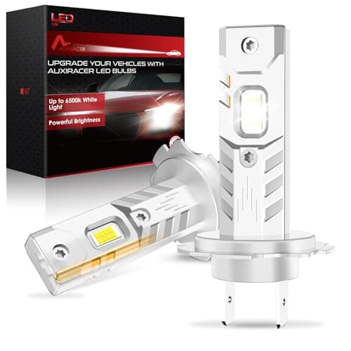 AUXIRACER H7 LED, 30000LM 6500K Blanco, Bombilla LED H7 500% Brillante, Mini Formato 1:1, Plug and Play, Lámpara para Faros de Coche y Moto, 2 Piezas