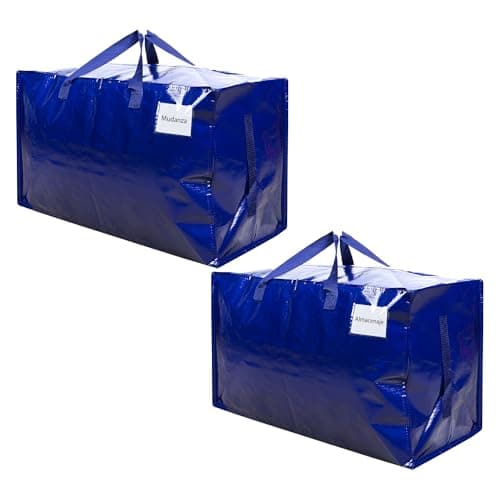VENO Paquete de 2 bolsas de almacenamiento grandes de gran tamaño con cremalleras y bolsillo para etiquetas para mudanzas, almacenamiento de ropa, bolsa de lavandería, embalaje, artículos esenciales