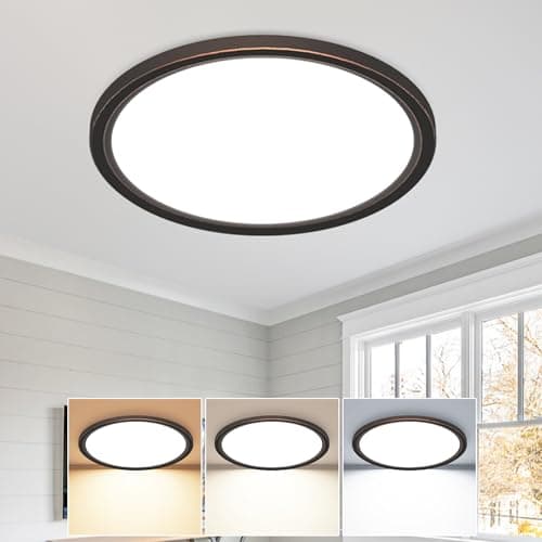 slochi Plafon LED Techo,18W 2100LM Bajo Consumo lampara techo,3000K/4000K/6500K regulableØIP44 Impermeable Ultra Delgado Plafones Para Techo Led,Adecuado para Baño Dormitorio Pasillo-Cobre
