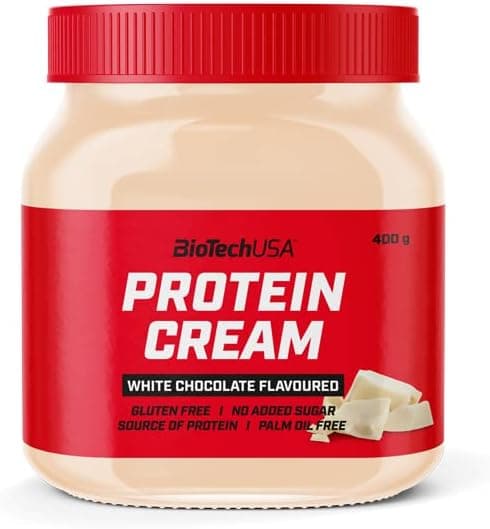 BioTechUSA Protein Cream | Crema untable de chocolate blanco con proteínas | sin gluten | sin aceite de palma, 400 g, Chocolate blanco