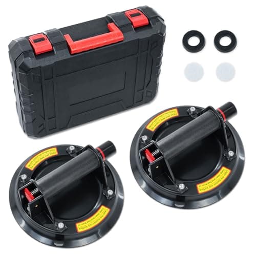 2 Piezas 8.2" Ventosas para Cristal con Maleta | Máx Cargas 200KG,Ventosas para Azulejos, Ventosa de Vidrio,Ventosas para Cristales profesional para Levantar Vidrio,Azulejos,Mármol