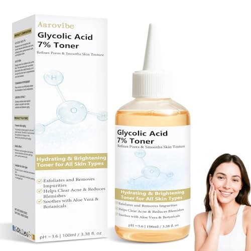 Acido Glicolico 7% Tonico Facial, Suaviza, Ilumina y Ayuda a Reducir Acné, Imperfecciones y Poros – Ácido Glicólico Tónico Hidratante para Todo Tipo de Piel (100ml)
