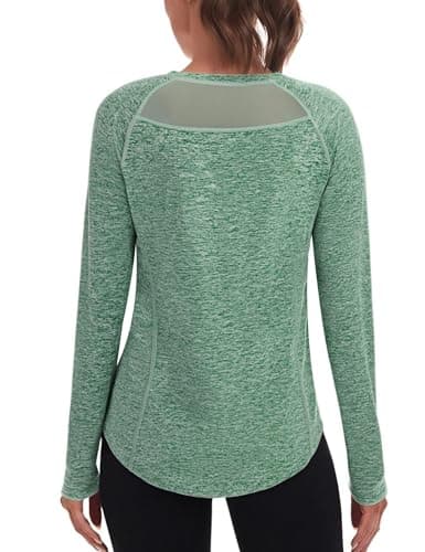 Wayleb Camiseta Mujer de Manga Larga para Deporte – Transpirable y de Secado Rápido para Yoga, Pilates, Fitness y Correr