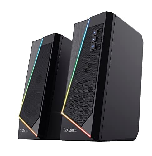 GXTrust Juego de Altavoces PC con Iluminación RGB GXT 609 Zoxa - Altavoz Potente, 6 Modos de Iluminación RGB, Alimentación por USB, 12 W, per PC, Ordenador Portátil - Negro
