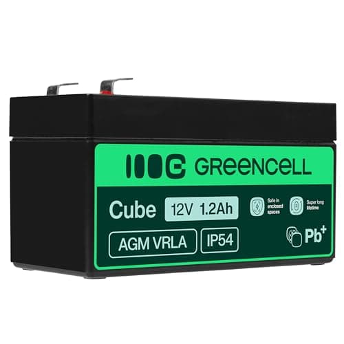 Green Cell Batería AGM VRLA 12V 1.2Ah - Batería sellada sin Mantenimiento para Sistemas de Alarma, UPS y Dispositivos electrónicos - Alta Durabilidad y Rendimiento confiable