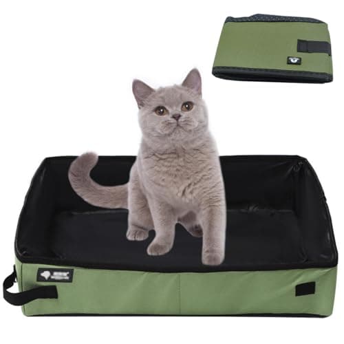 Caja de Arena para Gatos Plegable de Viaje 40 * 30cm M, Arenero Portatil para Gatos, Impermeable Caja de Arena para Mascotas, Limpiar, Ligero, Parapara Viajes al Aire Libre, Camping, Doméstico, Verde