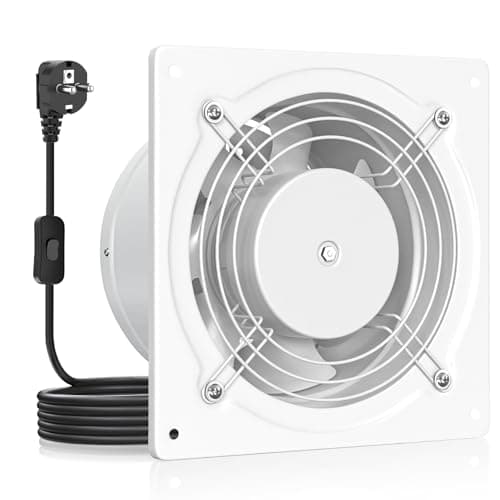 HG Power Extractor de aire 150mm - Extractor Baño Silencioso con Clapeta Antirretorno, Regulador de Velocidad, Enchufe, Extractor Industrial para Cocina Garaje Sótano Oficina, B-Blanco