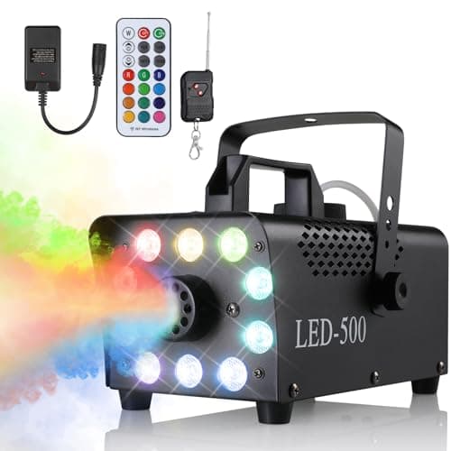 Máquina de Humo, 500W Máquina de Niebla Portátil, Máquina Humo con Remotos Inalámbricos, 10 Luces LED 13 Colores de Efectos RGB, para Halloween, Navidad, Fiesta, Bodas y DJ, etc