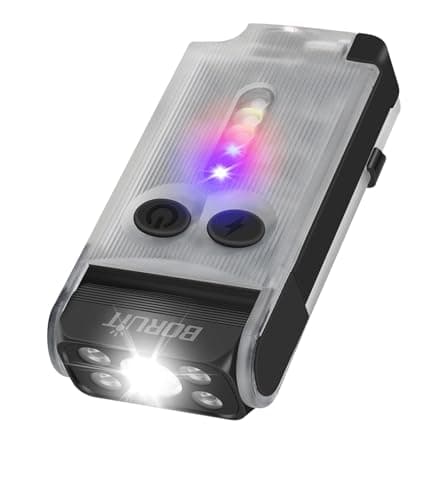 BORUIT V30 Linternas LED Alta Potencia Recargable con UV y Roja Luz, Mini Linterna 180° Giratorias, Pequeña Flashlight 120 dB-Buzzer 12 Modos, 900 Lumen IP65 Impermeable A/C-C Lanterna (Blanco)