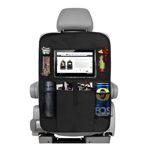 Zliger 2 protectores de asiento de coche, protector de respaldo para coche, con compartimento para tablet, impermeable, protección para asiento de coche, con bolsa de almacenamiento multicapa