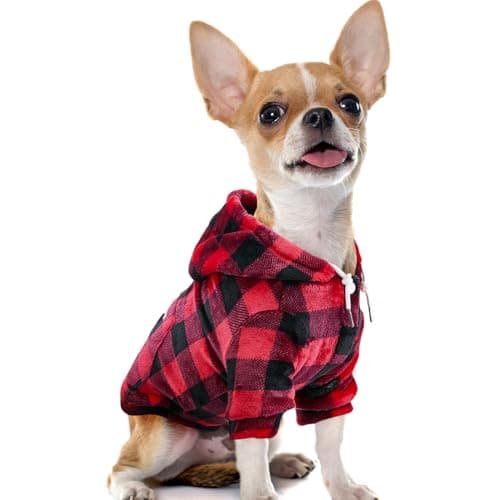 SlowTon Sudadera con Capucha SlowTon para Perros Pequeños, Ropa de Mascota de Franela con Portal para Correa y Bolsillo, Suéter Cálido para Cachorros y Gatos, Sudadera